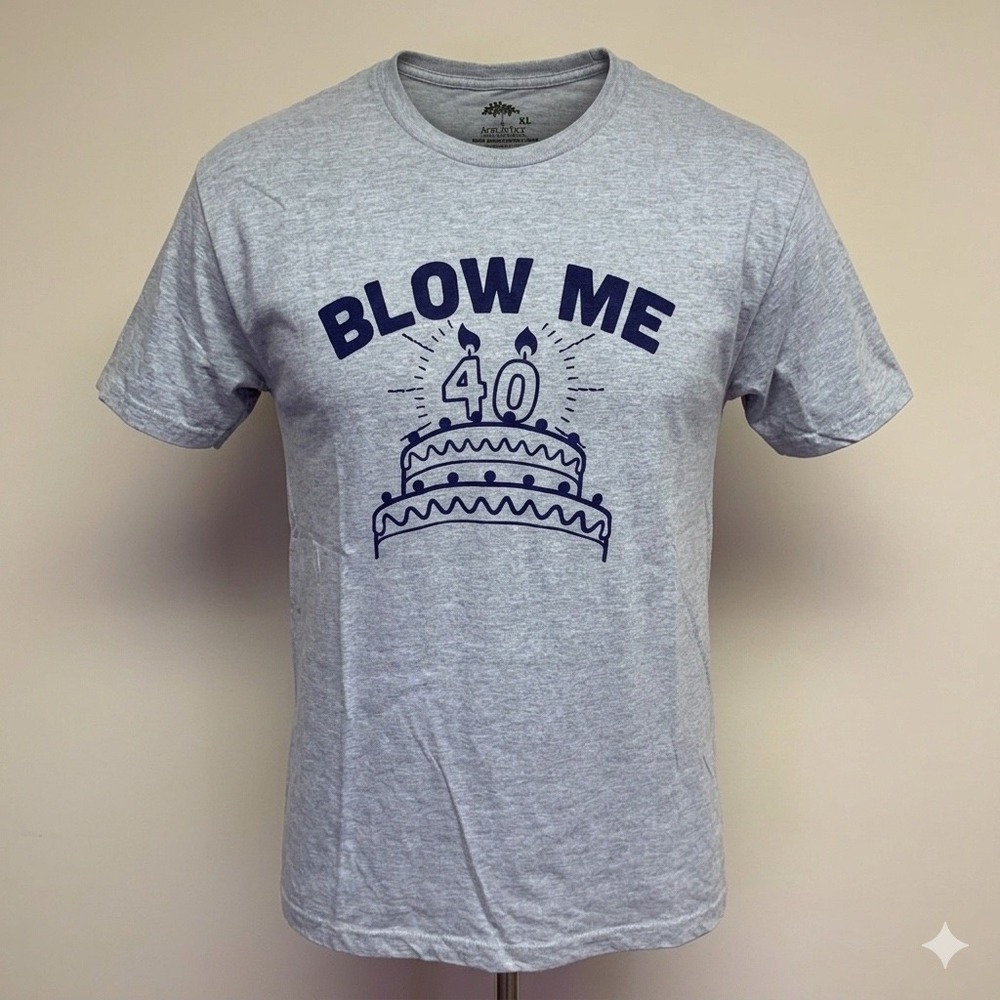Ann Arbor T-Shirt Co 40 Birthday Graphic Tee Mens XL Gray Blow Me Funny Gift